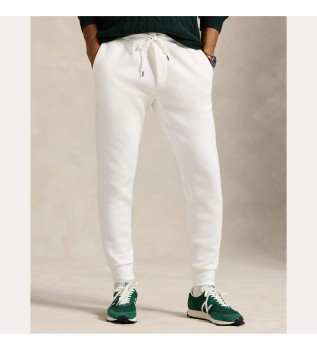 Pantaloni jogger beige in maglia doppia