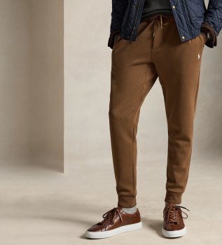 Brown double-knit jogger pants