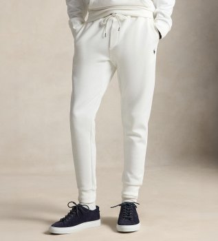 Pantaloni jogger beige in maglia doppia