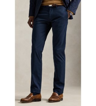 Pantalón chino elástico Slim Fit lavado marino