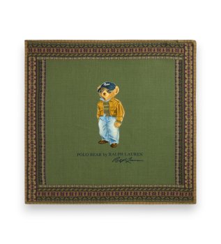 Lenço quadrado de lã com o Polo Bear verde