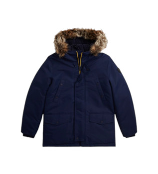 Donzen parka met marine synthetisch bont