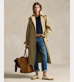 Parka dwurzędowa beżowa