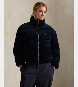 Tkana krótka kurtka w kolorze granatowym