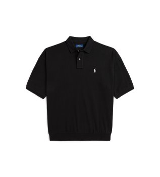 Zwart pikékatoenen poloshirt met relaxed fit