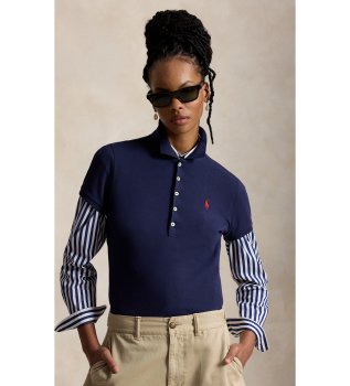 Slim Fit Stretch polo majica v mornarski modri barvi