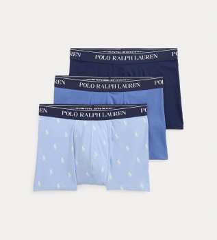 Lot de 3 boxers en coton stretch bleu