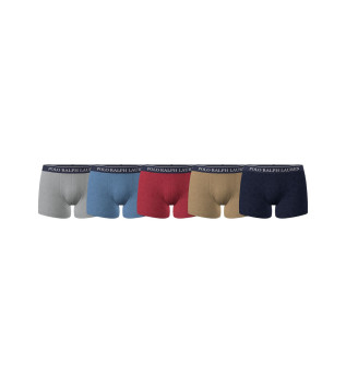 Set di 5 boxer classici in cotone elasticizzato multicolore