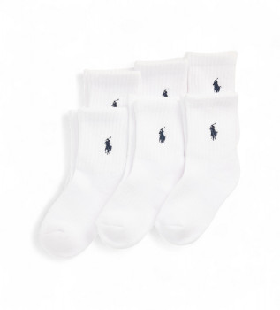 Set van 6 paar witte halfronde sokken