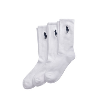 3er Set wei�e Logo Crew Socken