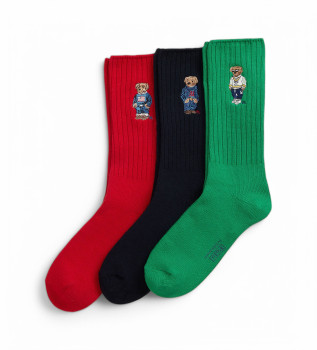 Lot de 3 chaussettes vertes, mario, rouges