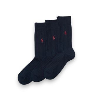 Conjunto de 3 pares de meias de cano médio marinho