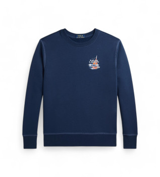 Sweatshirt med marinebl print