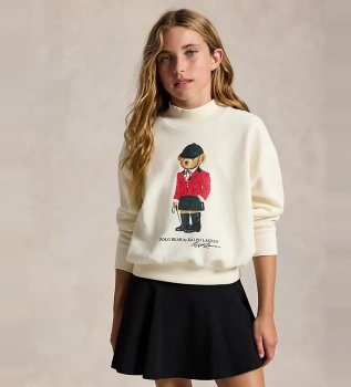 Sweat-shirt carré en molleton avec Polo Bear beige