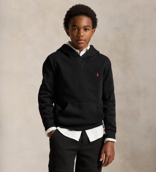 Black hooded fleece sweatshirt