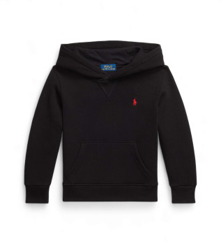 Sort fleece-sweatshirt med htte