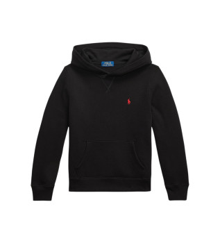 Sort fleece-sweatshirt med htte