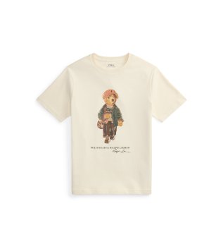 Camiseta de algodón con Polo Bear beige