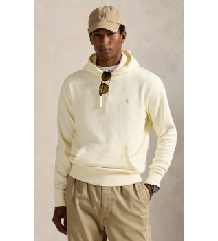 Camisola de felpa com capuz bege