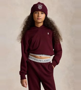 Sweat à capuche en molleton avec logo rouge