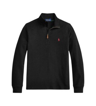 Maglione Estate-Rib con zip nero