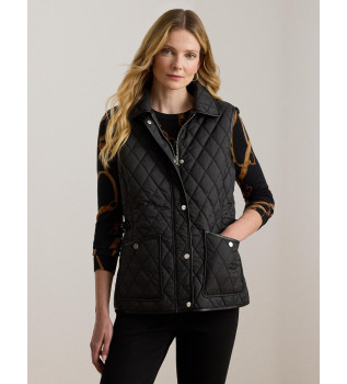 Gilet matelass avec bordures en cuir noir