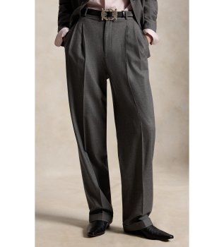 Pantalon Bacall en mélange de laine gris