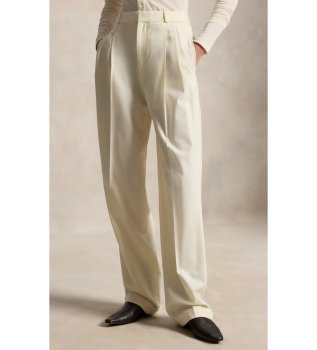 Pantalon Bacall en mélange de laine beige