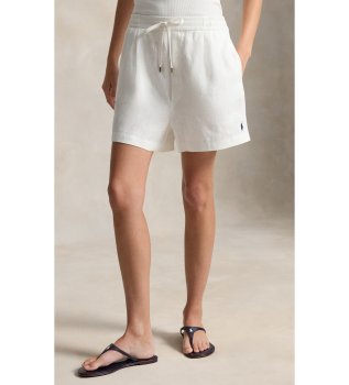 Pantaloncino corto di lino con cordoncino bianco