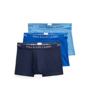 Set of 3 blue stretch cotton boxer shorts