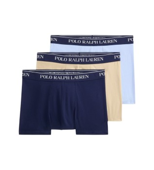 Set 3 boxer di cotone elasticizzato blu marino, blu