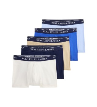 Set 5 boxer classici in cotone elasticizzato multicolore