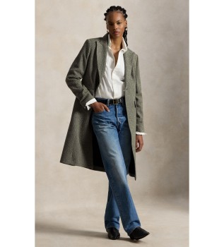Manteau en mélange de laine à chevrons gris