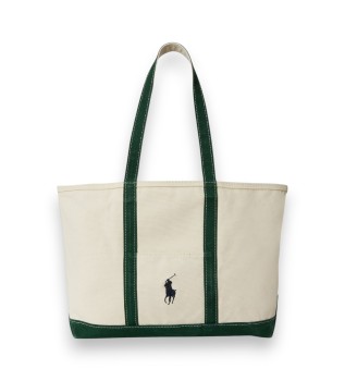 Canvas tote bag with Big Pony beige, green