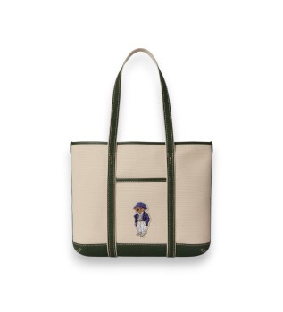 Bolso tote shopper pequeño con Polo Bear beige