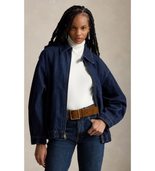 Veste en denim avec fermeture éclair bleue