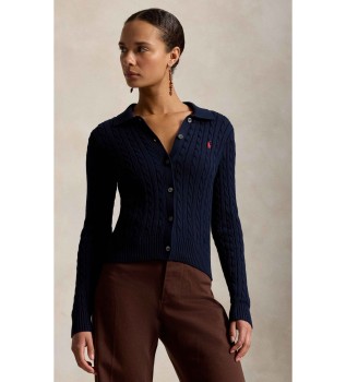 Taillierte Strickjacke in Marineblau