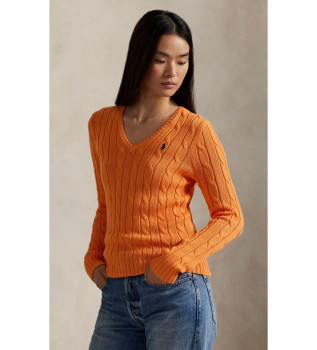 Jersey de algodón en punto de ochos naranja