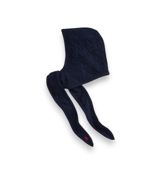 Cappuccio di lana e cashmere blu marino