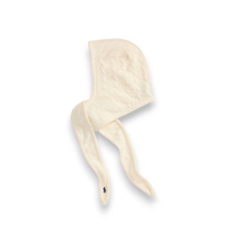 Cappuccio in lana e cashmere bianco crema