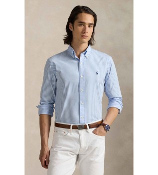 Custom Fit blue stretch poplin shirt