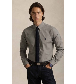 Custom Fit grey stretch poplin shirt