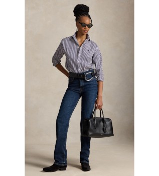 Camisa de algodón con rayas Relaxed Fit lila