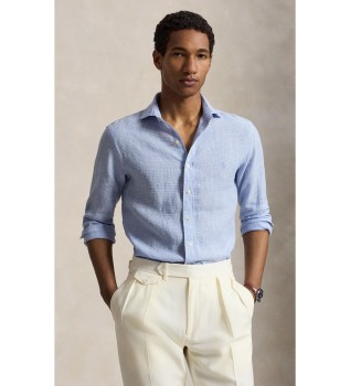 Camicia di lino Custom Fit blu