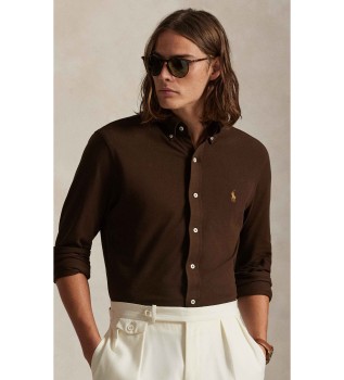 Chemise en piqu� ultra-l�g�re de couleur marron