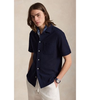 Camicia in pointelle con texture marino
