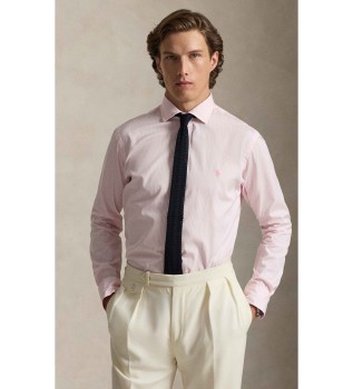 Camisa de popelina Custom Fit con rayas rosa