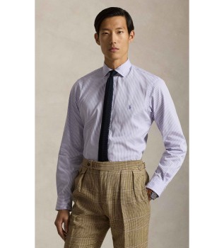 Camisa de popelina Custom Fit con rayas lila