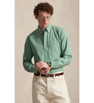 Camisa de popelina elástica Custom Fit verde