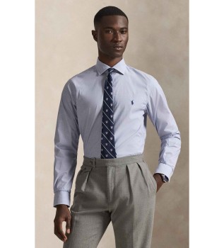 Camicia in popeline blu slim fit